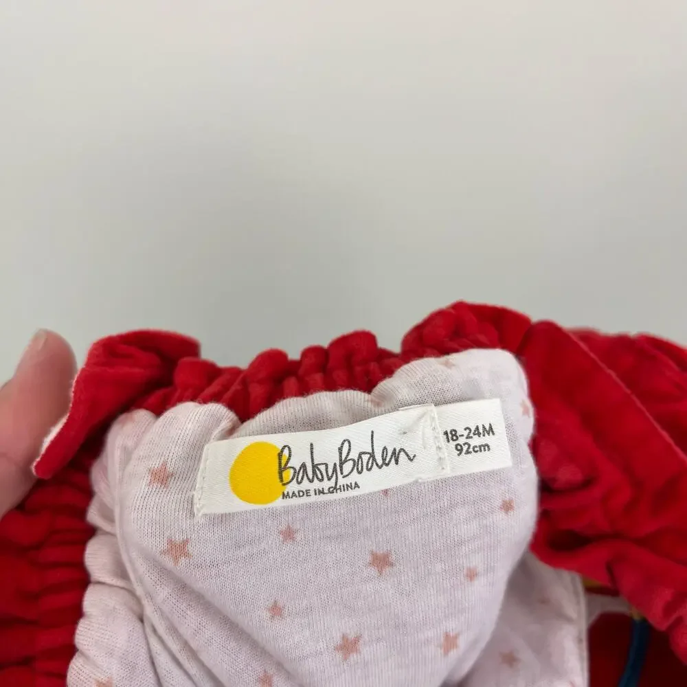 Mini Boden Polish Red Velvet Rocking Horse Romper 18-24 Months - Picture 5 of 8